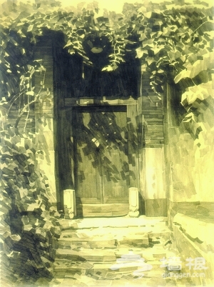 况晗：铅笔画中胡同永驻[墙根网]