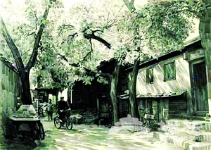 况晗：铅笔画中胡同永驻[墙根网]