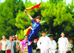 北京健身节天坛公园内展示传统武术