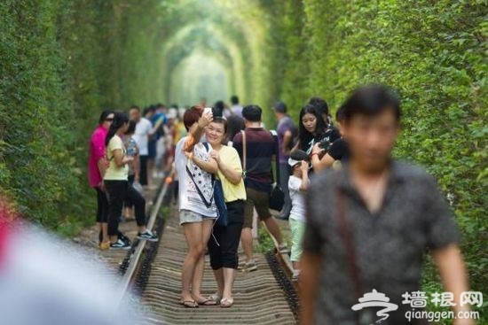 组图：南京爱情隧道:游客慕名到“爱情隧道”自拍留念