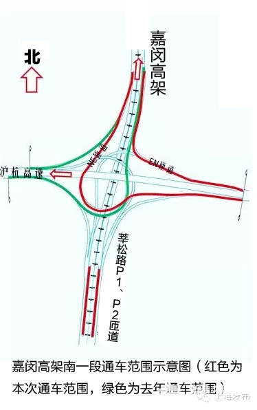 嘉闵高架(莘松路~联明路)g60立交往返市区的2条匝道(ne,en匝道)及莘松