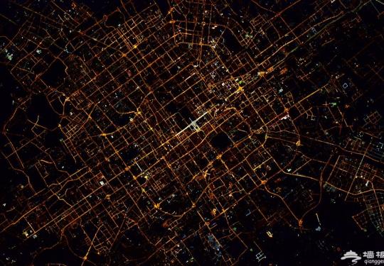 宇航员从太空拍北京夜景