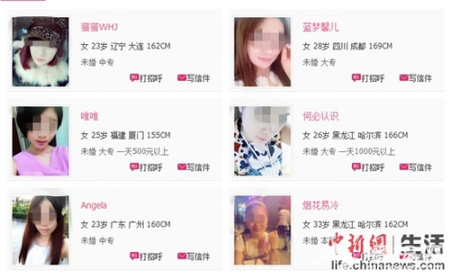 年轻女性在一些租友网站上对外出租自己