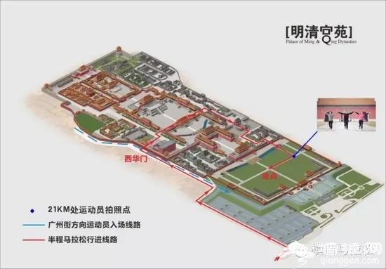 明清宫苑景区路线图。