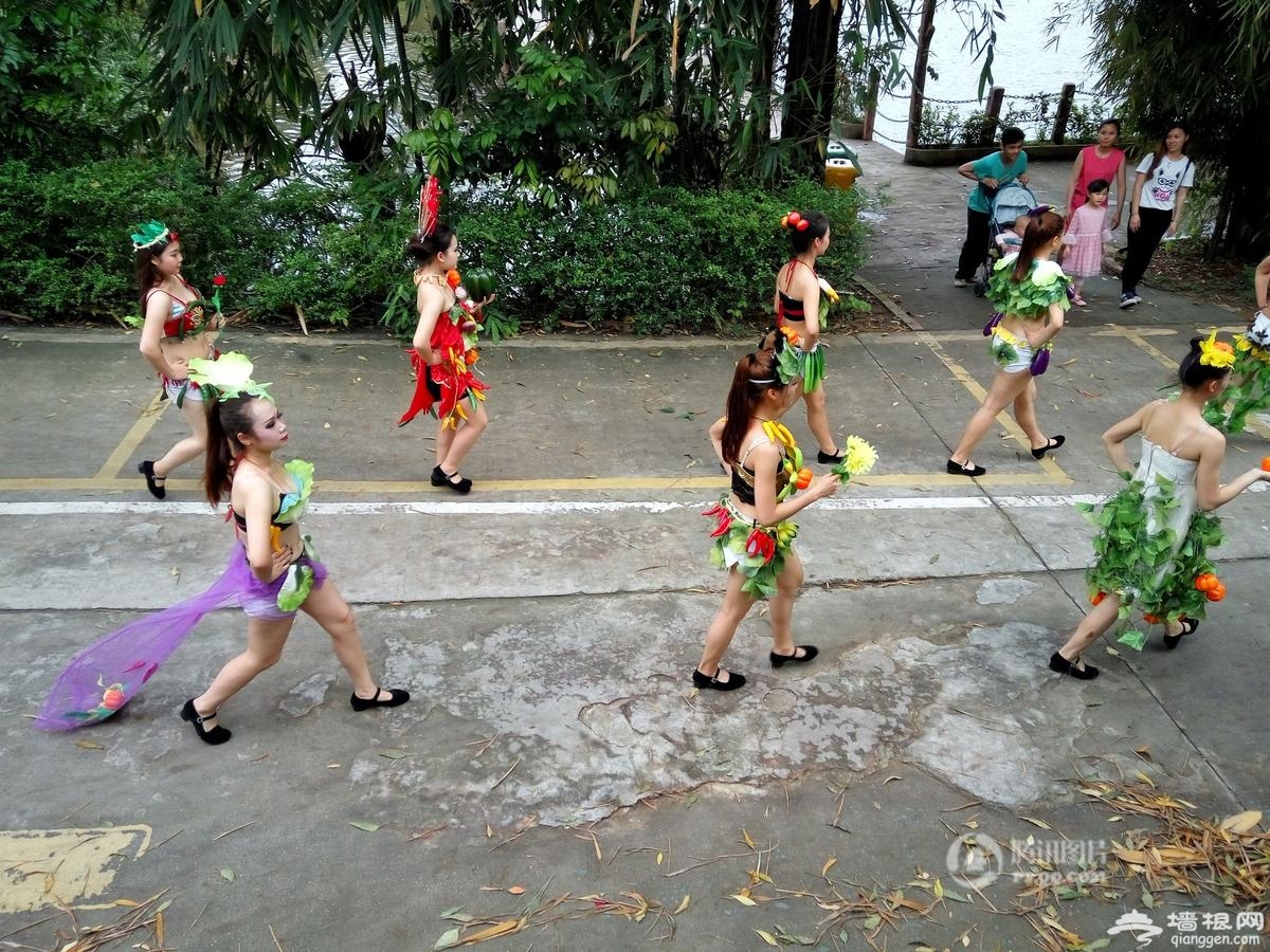美女穿“野菜装”上街巡游引围观[墙根网]