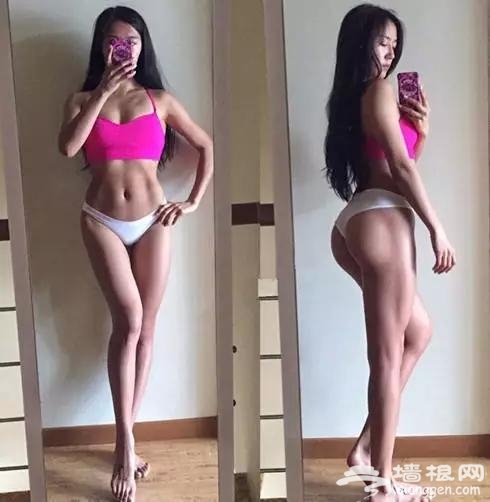 中国健身妹子 2年自己练出欧美身材[墙根网]