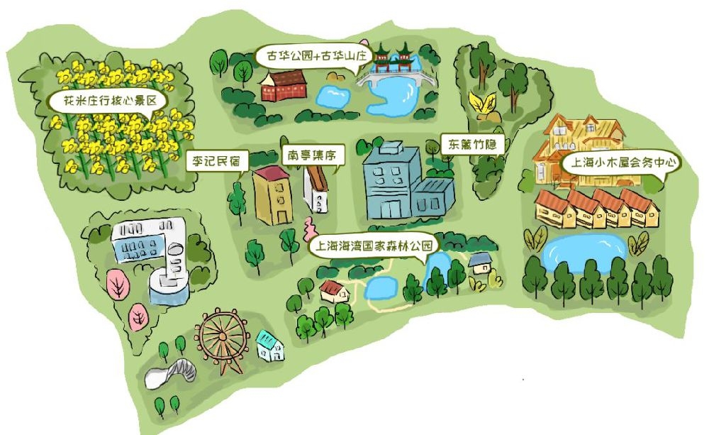 手绘地图带你足不出沪游沪郊 上海50个休闲好去处