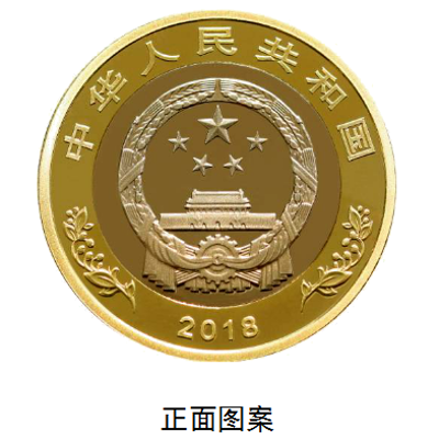 改革开放40周年双色铜合金纪念币正背面图案