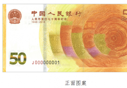 人民币70周年纪念钞正背面图案及设计意义