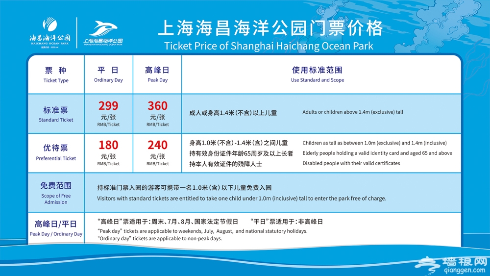 2019上海海昌海洋公园门票 + 年卡价格一览[墙根网]