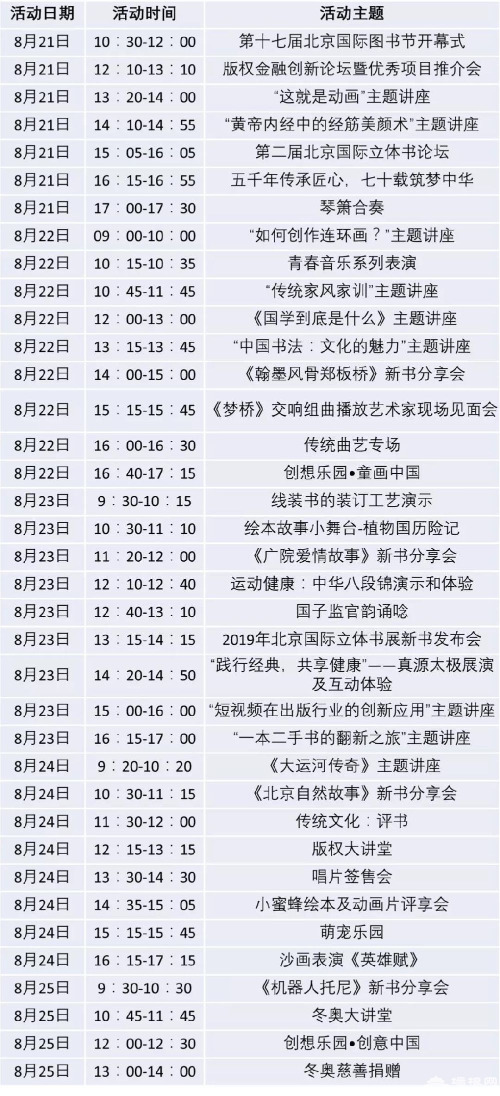 2019北京国际图书节主舞台活动安排（时间+主题）