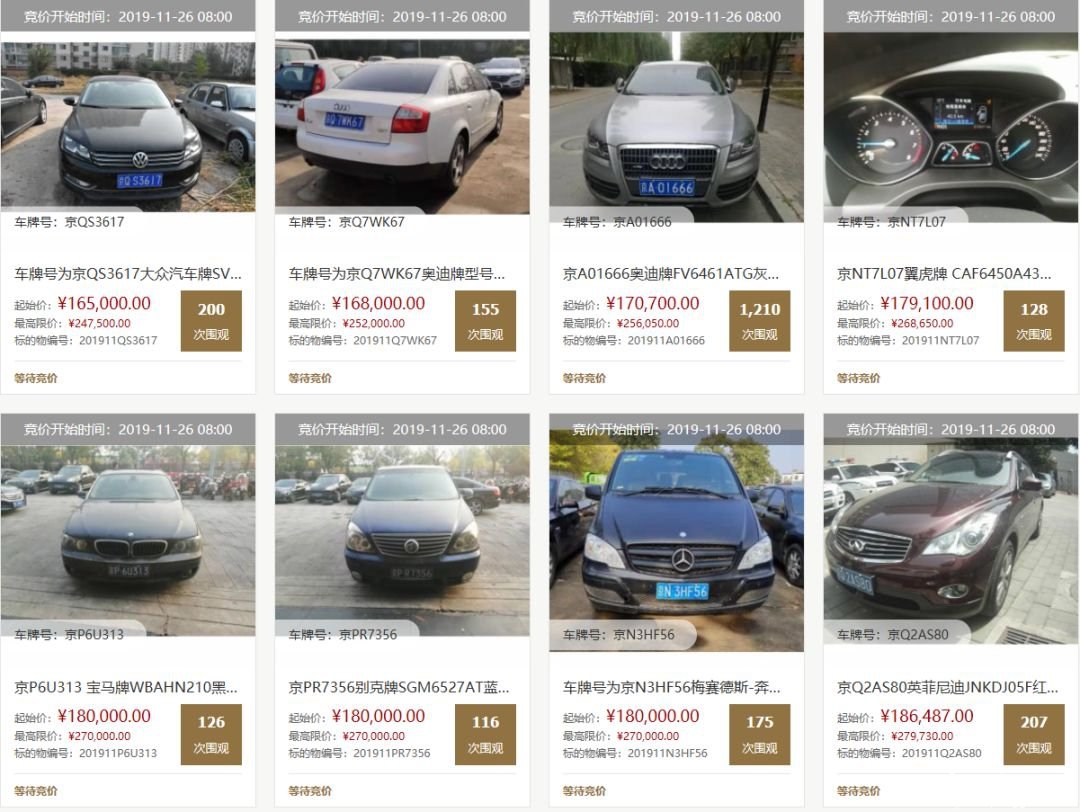 2019年第三期京牌小客车司法处置车辆信息(照片 视频)