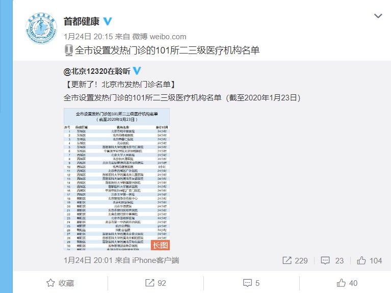 北京发热门诊定点医院名单最新更新(101所)