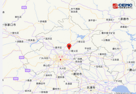 北京顺义下午发生1.7级地震，有网友称牛栏山等地有震感