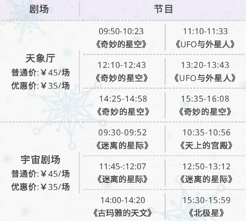 2021年1月北京天文馆开放时间及放映计划安排[墙根网]