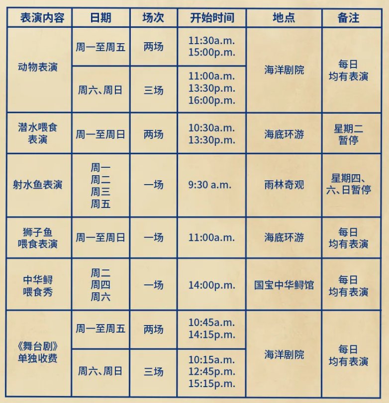 10月8日至10月31日北京海洋馆表演时间公示[墙根网]