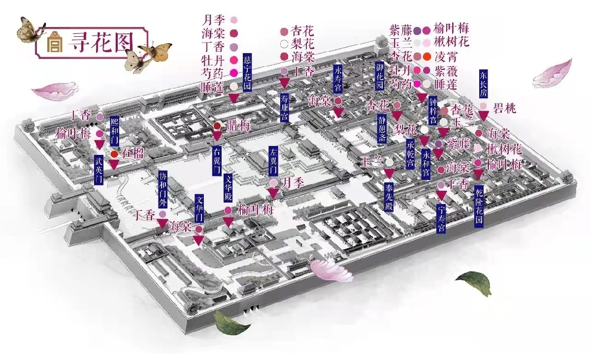 北京故宫赏花地图一览（附购票入口）[墙根网]