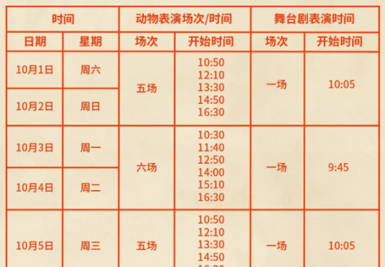 2023北京海洋馆国庆节开放时间及表演时间安排