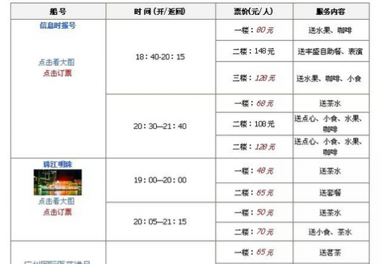 珠江夜游天字码头介绍（路线+票价+航班时刻表）