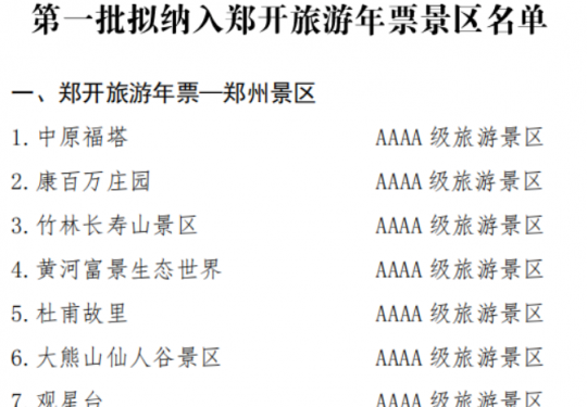 2024郑开旅游年票（发行时间+价格表+景区目录+办理入口）